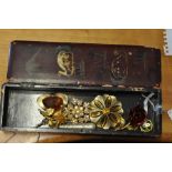 Japanese style box of costume jewellery (loose lid to box)
