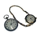 A ladies gold plated watch and silver ladies fob watch