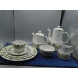 Alfred Meakin flower patterned tea/coffee service incl plates, cups and saucers, coffee pot, tea pot
