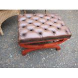 Rectangular Leather Footstool 25 x 18 inches 17 tall