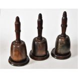 A set of 3 nicely figured lignum vitae Masonic gavels with mahogany handles and a square level &