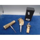 Hallmarked Silver Pheasant bottle stopper, gross weight 55g plus a deer horn stopper and a stag horn