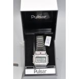 Pulsar day date calendar alarm wrist watch, boxed