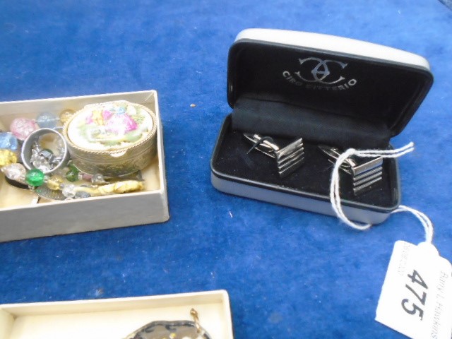 Mixed lot to include oval rouge box, cufflinks, bracelet etc and vintage Park Lane Pin-Up playing - Image 2 of 4