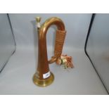Copper and Brass bugle with Kumaon regimental cap badge and tassels