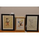 Disney 3 Nursery prints - Donald Duck etc.. 5" x 7 1/2"