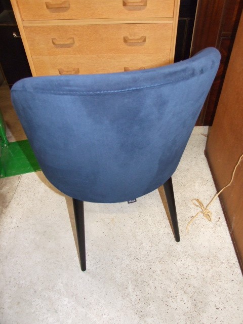 Heals Austin Dining Chair Plush Velvet Indigo Black leg ( 1 chair no box or packaging ) VAT on - Image 2 of 4