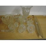 Box of sundry pieces of glass incl baskets, celery vase etc
