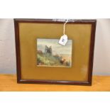 Watercolour - Hadleigh Castle signed D . Howard 5" x 4"