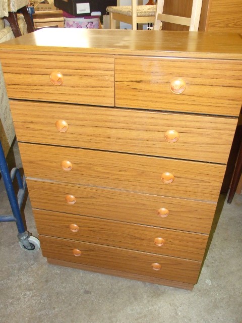Retro 2 Short over 5 Long Chest of Drawers stamped DDR on back