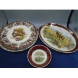 Collection of plates featuring animals to include Spode and Royal Worcester plus 6 china cups