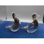 Pair of Wedgwood glass ducks