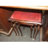 Nest of Tables with Red Leather Insets
