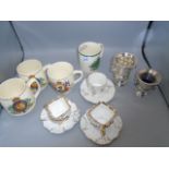 Collection of cups to incl 2 Minton George V1 coronation mugs, Elizabeth II coronation mug, Spode