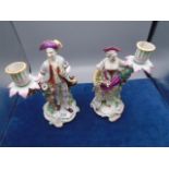 Pair of decorative candleholders featuring a man and woman