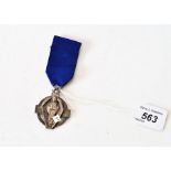 A Silver Hallstone Lodge collar jewel with dark blue ribband, engraved 35g approx.