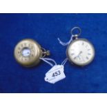 Carbine 1/2 hunter pocket watch 4280 - part gold plated and a Silver key wind pocket watch (18699)