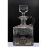 Glass Decanter with Dutch English Import silver base 1927. 8 1/4 inches high including stopper