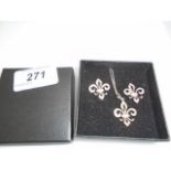 FLEUR DE LYS PENDANT NECKLACE AND EARRINGS