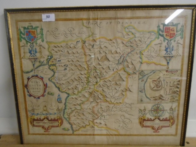 Early map by John Speed - 1610 Hand painted