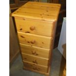 Modern Pine 5 Drawer Chest 97 cm x 43 x 43 deep