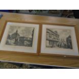 A pair of Wood cuts signed, after LR Squirrill (1948) Gravel Lane Kings Lynn, The Customs House