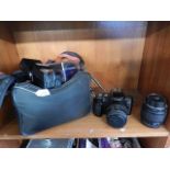 Canon EOS 1000F Camera lenses and case