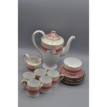 Slop bowl, milk, 6 cups and plates and coffee set with 4 cups and saucers plus pot.