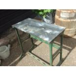 Cast Iron Table with steel plate top 79 x 39 cm 75 cm tall