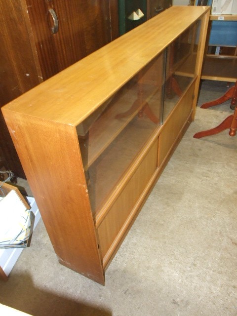 Glazed Bookcase with cupboard below 5 ft long , 33 inches tall 9 1/2 deep - Image 2 of 3