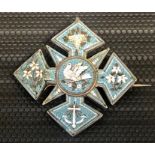 Large Micro Mosaic Cross Brooch / Pendant