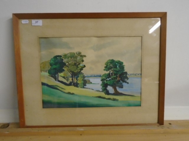 1930's Water colour with trees