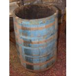 Vintage Oak Barrel of Tapered Form with metal banding