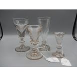 2 Toast master glasses 4 1/2" - 5 1/2" and one other early square based conical glass (5 1/2") and