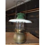 Rare Bialladdin no 305 Hanging Lantern with white enamel shade and green enamel top