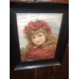 Victorian Oil of Girl in Red