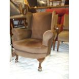 Pair of Vintage Wing Back Armchairs for reupholstery