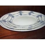 Qty Blue White China ( largest meat plate cracked , 2 plates chipped & Soup tureen saucer chipped )