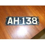 Vintage Enamel Number plate 8 1/4 x 2 1/4 inches