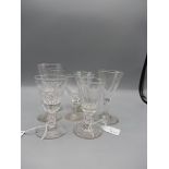 7 ale/stemmed wine glasses mostly Georgian (4") high.