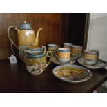 Japanese coffee set - 5 cups and 6 saucers plus sugar and coffee pot and milk jug