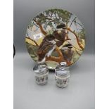 Pair of Royal Worcester Coddlers and Royal Doulton young kookaburras.