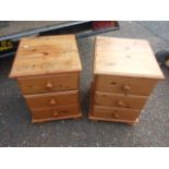 Pair of Pine 3 Draw Bedsides