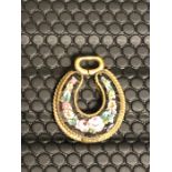 Micro Mosaic Tiny Horseshoe Pendant