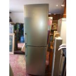 Silver Hotpoint Fridge Freezer 79 inches tall 23 wide 34 deep ( house clearance )