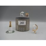 Swarovski silver crystal in original boxes - Rabbit, Champagne bottle, Gift box and Globe.