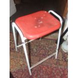 3 Metal Framed KM Stools with Red Seats