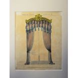 12 mounted plate prints of curtain designs designed by G Smith London published by Jones & co.