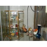 Small glass cabinet and sundry items incl shell