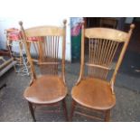 3 Antique Oak Stick Back Chairs